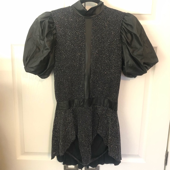 Weismann Black Sparkle Overskirt Leotard Bodysuit with Open Back - Adult Large - Picture 3 of 14